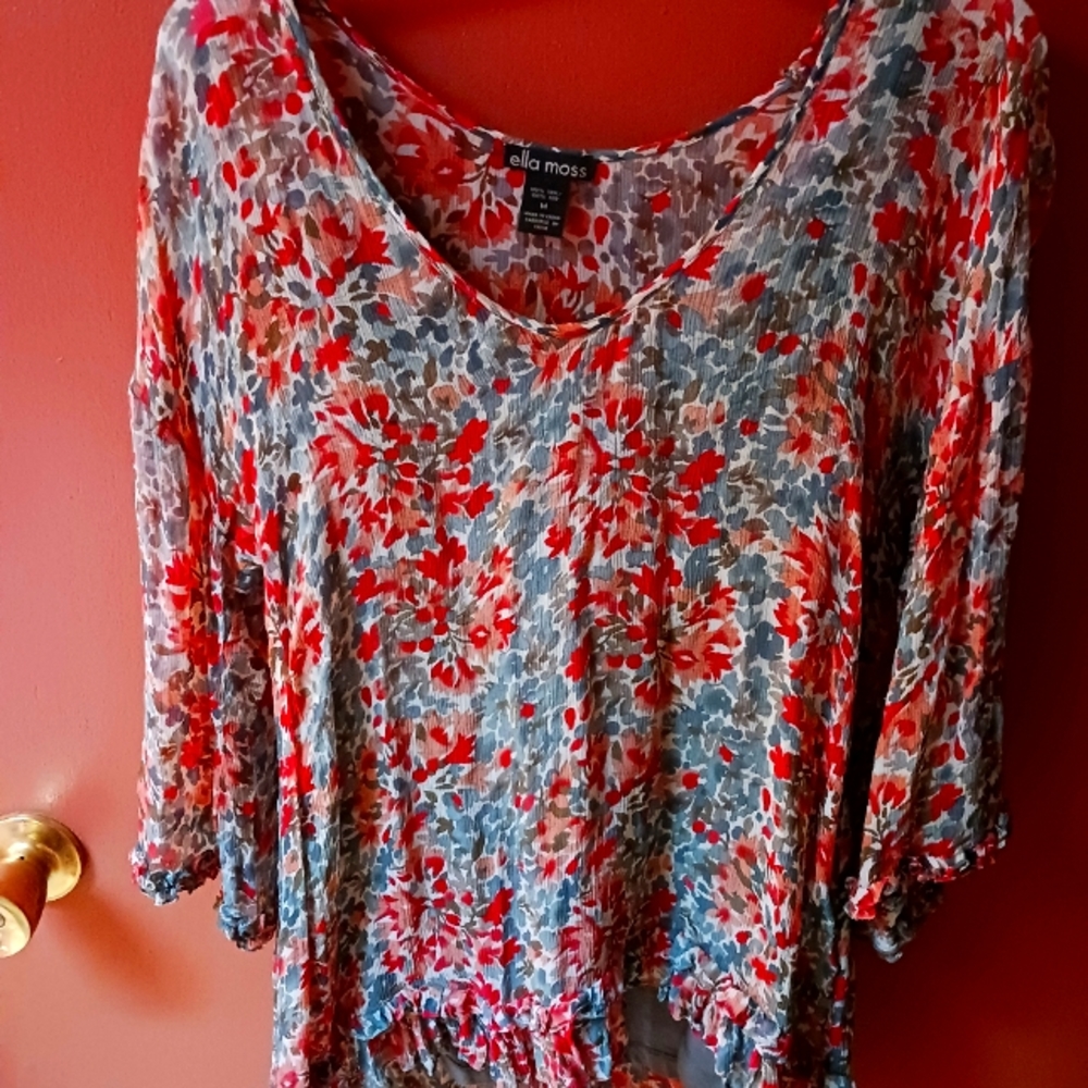 Ella Moss Silk Top with attached Grey tank top